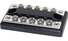 PIASTRA CONNESSIONE DOPPIA 100A 5 CIRCUIBase de ABS. Barra de cobre niquelado.