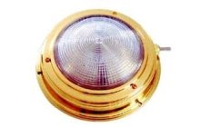 DOME LIGHT BRASS 3"Latón pulido y lente dióptrico. Interruptor incorporado. 12V 10W. 65 mm, Ø110