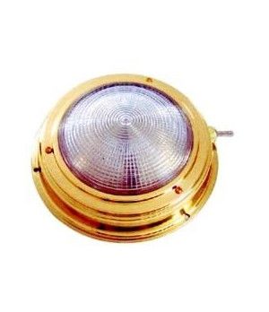 DOME LIGHT BRASS 3"Latón pulido y lente dióptrico. Interruptor incorporado. 12V 10W. 65 mm, Ø110