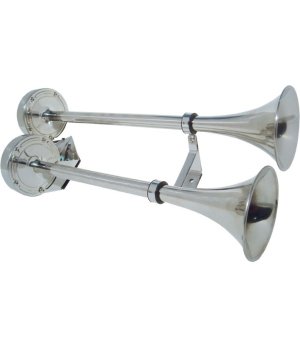 CLACSON CORNETTA DOPPIO 40/47 24VBocina eléctrica para embarcaciones. Fabricada en acero inoxidable. 24V. 406/470mm