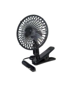 VENTILADOR 12VFabricado en plástico con pinza de sujección y rejilla protectora. Enchufe para encendedor. Palas de 127 mm. Ajust
