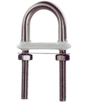 U-BOLT PVC 10 MM.Cáncamo de dos pernos. Junta exterior de PVC blando, color blanco, que actúa como junta estanca. Fabricado en a
