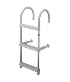 LADDER 4 STEPS WIDTH 26 CM.Fabricada en aluminio anodizado. Peldaños de plástico blanco. Brazos forrados con antideslizante