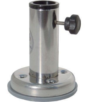 BASE RECTA ACERO INOX.Base inoxidable para astas de bandera. Con tornillo de fijación