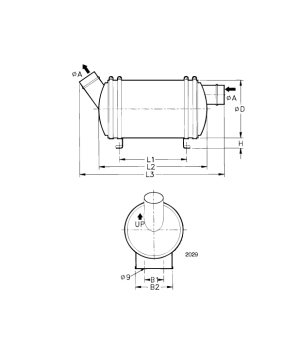 Silenciador Escape Humedo 45mm Volvo 828064 VOP828064 - vista detalle