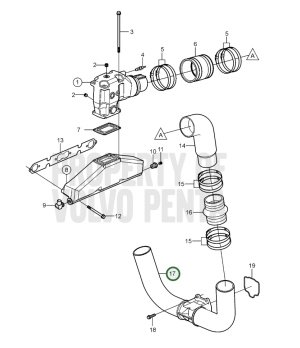 CORNO DI SCARICO ORIGINALE VOLVO 3858873PARA MOTORES VOLVO 4.3, 5.0, 5.7, 8.1