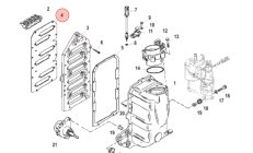 JUNTA BLOQUE LAMINAS ORIGINAL MERCURY 146973Para motores Mercury:
2T Optimax 110 135 150 175 CV. 
200 DFI JET DRIVE