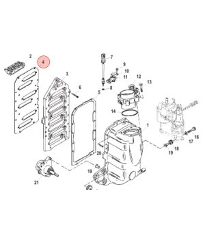 JUNTA BLOQUE LAMINAS ORIGINAL MERCURY 146973Para motores Mercury:
2T Optimax 110 135 150 175 CV. 
200 DFI JET DRIVE