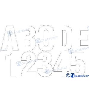 Set mit weißen Zahlen und Buchstaben
