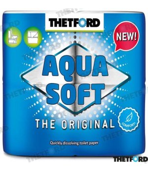 AQUA SOFT "NEW" 4 Rotoli (TF202240)Carta igienica nautica premium biodegradabile per barche. 4 rotoli altamente solubili per sis