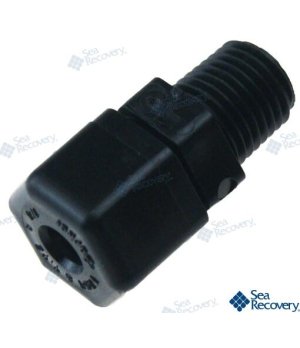 Conector 1/4" NPT Macho x 1/4" Tubo Plástico (PAR0204090869)Conector plástico 1/4" NPT macho x 1/4" tubo para sistemas marinhos.