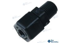 Conector 3/8 NPT Macho x 1/2 Tubo PlásticoConector plástico 3/8 NPT macho x 1/2 tubo para sistemas náuticos. Resistente à corros