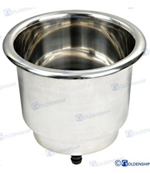 Portabicchieri con Drenaggio Acciaio Inox (GS41420)Portabicchieri marinaro in acciaio inox con drenaggio integrato. Resistente a