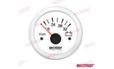 Voltímetro 8/32V Branco (RECKY13305)Voltímetro de painel 8/32V para embarcações. Monitorize a tensão da bateria com precisão e s