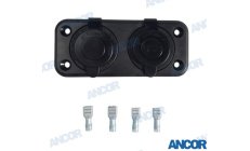 Base 12V Dual USB e Presa (AM12VCOMBO)Base multifunzionale 12V con doppia USB e presa. Ricarica contemporanea di più dispositivi