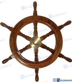 RUEDA TIMON C/EMBELL.  600mm.Construida en madera barnizada con núcleo de bronce marino con embellecedor de inox.
EJE 5/8-3/4’’ 