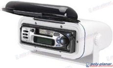 RADIO PROTECTOR W/SUPPORTSoporte con tapa protectora para aparatos de radio. Fabricado en plástico ABS blanco, resistente a los 