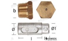 Ânodo Lombardini com Tampa (TEN02350T)Ânodo de sacrifício Lombardini com tampa para proteção contra corrosão em motores náuticos