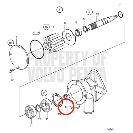 Anel de vedação original Volvo Penta VOP3583992 | D2-75