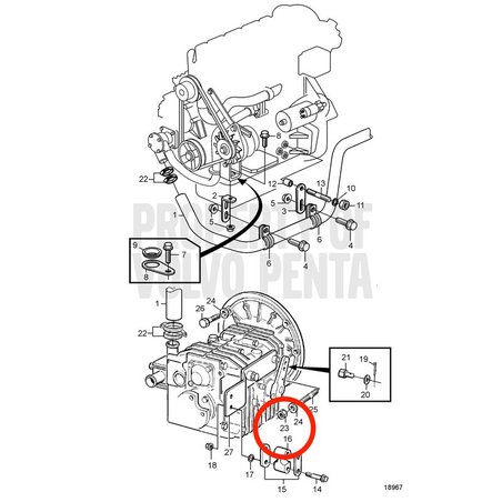Écrou hexagonal d'origine Volvo Penta VOP940157 | D2-75