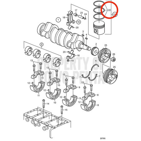 Aro de Pistón Original Volvo Penta VOP3583693 | D2-75