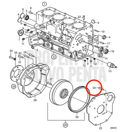 Parafuso hexagonal original Volvo Penta VOP861870 | MD2030