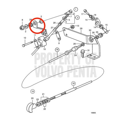 Cavo di arresto originale Volvo Penta VOP21272378 | D2-75