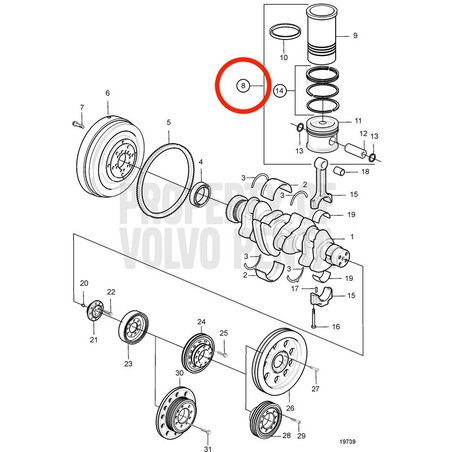 Juego de Camisa Cilindro Original Volvo Penta VOP877337 | MD2010