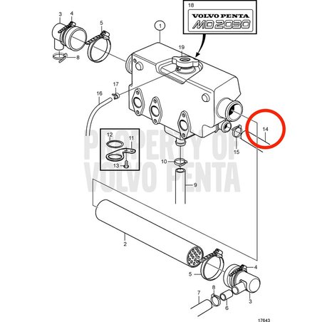 Mangueira original Volvo Penta VOP3580329 | MD2030