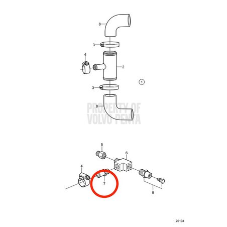 Raccord de tuyau d'origine Volvo Penta VOP856483 | 4.3GXi-C