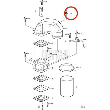 Porca Volvo Penta original VOP3852142 | 3.0GLMMDA