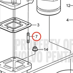 Parafuso prisioneiro original Volvo Penta VOP3853373 | 3.0GLMMDA