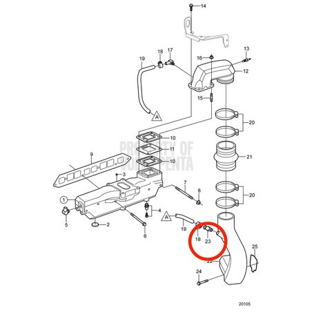 Encaixe original Volvo Penta VOP3857822 | 3.0GLM-B