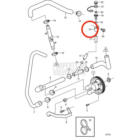Collier de fixation d'origine Volvo Penta VOP3862891 | 4.3GXi-C