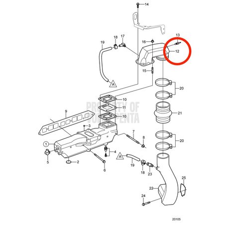 Angolo originale Volvo Penta VOP3863071 | 3.0GLM-B