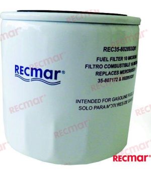 Filtro de Combustível Genérico 10 Micras 3-3/4 REC35-802893Q01Filtra o combustível nos motores MerCruiser 4.3L, 5.0L, 5.7L, 6.2L