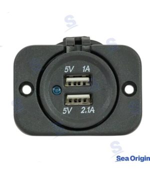 Socket Double USB Type A BlackSocket Double USB Type A Black. Marine spare part by Recmar. Reference: SEA60100B.