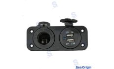 Tomada Dupla USB A + Isqueiro PretaTomada Dupla USB A + Isqueiro Preta. Peça náutica da marca Recmar. Referência: SEA60101B.