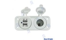 Socket Double USB A + Cigarette Lighter Socket WhiteSocket Double USB A + Cigarette Lighter Socket White. Marine spare part by R