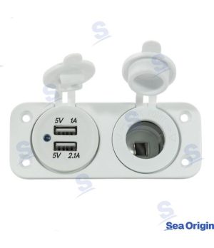 Socket Double USB A + Cigarette Lighter Socket WhiteSocket Double USB A + Cigarette Lighter Socket White. Marine spare part by R