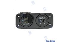 Socket Double USB A + Voltímetro BlackSocket Double USB A + Voltímetro Black. Marine spare part by Recmar. Reference: SEA60102B.