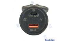 Presa USB C+USB A Con Voltímetro NeraPresa USB C+USB A Con Voltímetro Nera. Ricambio nautico Recmar. Riferimento: SEA60104B.