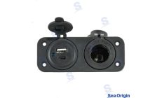 Socket USB C+USB A And Cigarette Lighter Socket BlackSocket USB C+USB A And Cigarette Lighter Socket Black. Marine spare part by