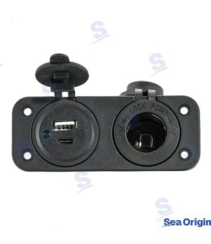Tomada USB C+USB A E Isqueiro PretaTomada USB C+USB A E Isqueiro Preta. Peça náutica da marca Recmar. Referência: SEA60107B.