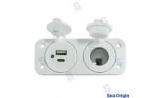 Socket USB C+USB A And Cigarette Lighter Socket WhiteSocket USB C+USB A And Cigarette Lighter Socket White. Marine spare part by