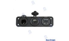 Socket USB C/A + Cigarette Lighter Socket + VoltímetroSocket USB C/A + Cigarette Lighter Socket + Voltímetro. Marine spare part 