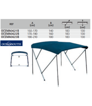 TOLDO BIMINI 3 ARCOS 150/170 cm