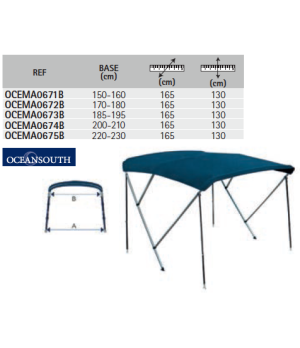 TOLDO BIMINI 3 ARCOS 150/160 cm AZUL