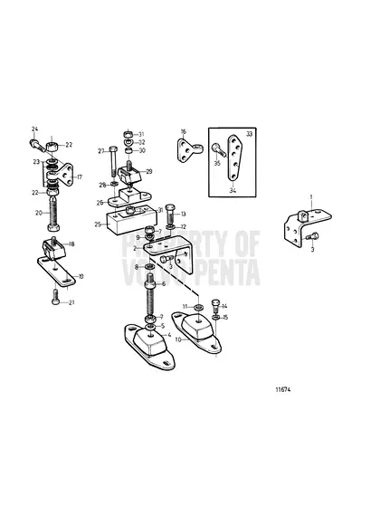 Diagrama de despiece Fijación del motor Volvo Penta MD2030