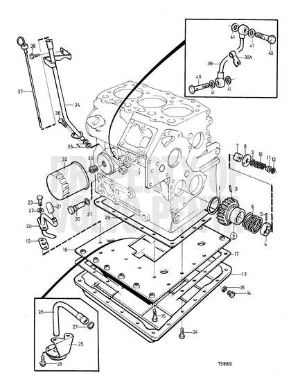 Diagrama de despiece Sistema de lubricación Volvo Penta MD2030